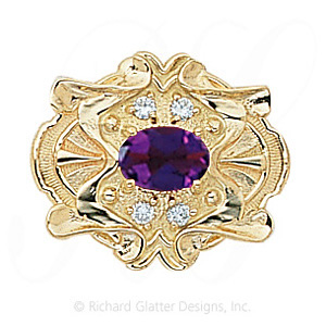 GS404 AMY/D - 14 Karat Gold Slide with Amethyst center and Diamond accents 